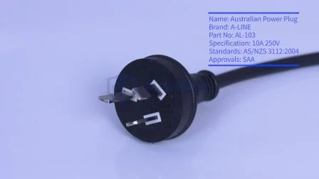 Transparentes 10-A-250-V-Verlängerungskabel für Australien, ausgestattet mit LED-Licht